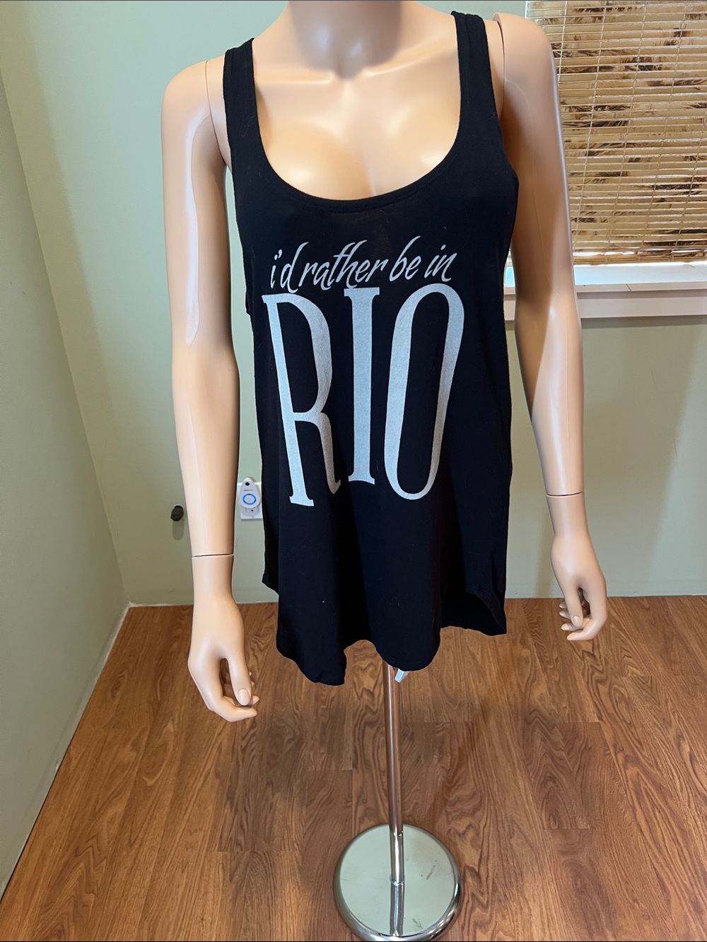 Signorelli Black "I'd Rather Be in Rio" Graphic Tank Top Size M